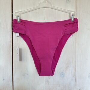 Andie Swim Orchid Pink Ruched Side Bikini Bottom Size Medium NWT Cheeky